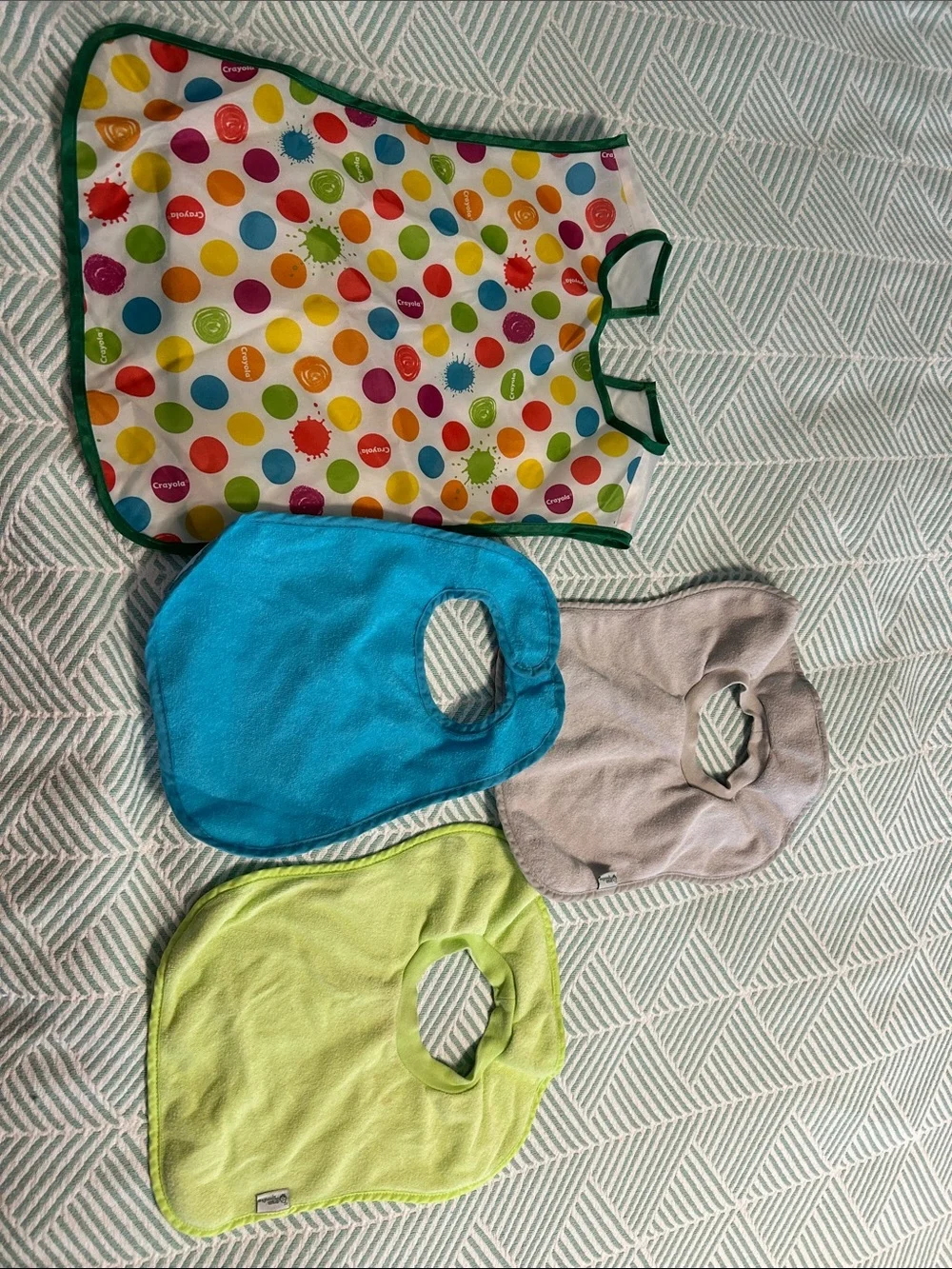Crayola Polka Dot Art Apron with Blue, Gray & Lime Bibs